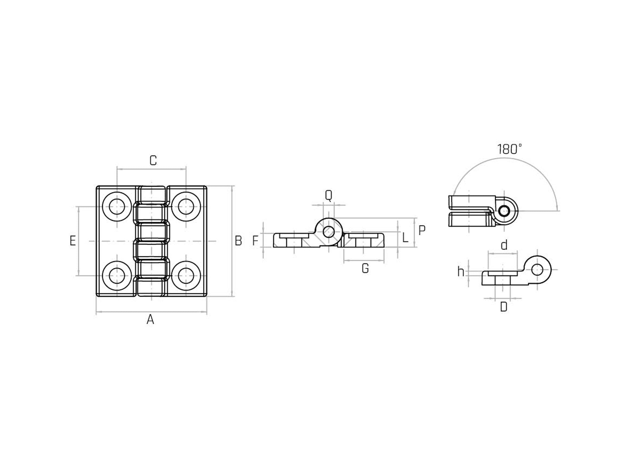 Flat hinge with through hole for cylindrical head screw - CGP/T (Pack of 10 pcs) - Gamm Flat hinge with through hole for cylindrical head screw - CGP/T (Pack of 10 pcs) - Gamm